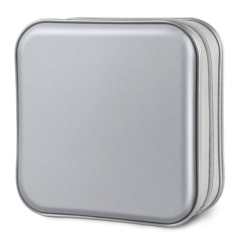 Siveit CD Case, 40 Capacity CD/DVD Case Holders Wallet Hard Plastic DVD Disc Cases Storage Binder for Car Home Office Travel (Grey) - Image 1